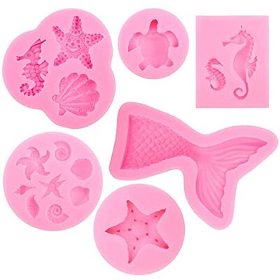 DSLIHA Animal Silicone Baking Moulds Set, Fondant Cake Moulds, Mermaid Tail Ocean Seashell 3D Shaped Molds for Cake Chocolate Candy Fondant Muffin Ice Jelly DSLIHA Animal Silicone Baking Moulds Set, Fondant Cake Moulds, Mermaid Tail Ocean Seashell 3D Shaped Molds for Cake Chocolate Candy Fondant Muffin Ice Jelly