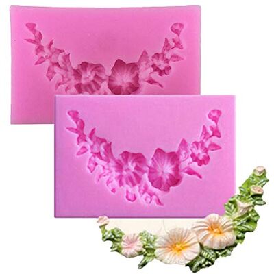 DUBENS Pack of 2 DIY Floral Swag Silicone Mould Scroll Corner Flower Fondant Candy Chocolate Mould Cupcake Baking Cake Decorating Tools DUBENS Pack of 2 DIY Floral Swag Silicone Mould Scroll Corner Flower Fondant Candy Chocolate Mould Cupcake Baking Cake Decorating Tools