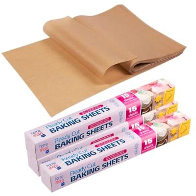 homeshopa.com HOMESHOPA 45 Pack Brown Baking Sheets, 37cm x 42cm Pre-Cut Parchment Paper for Kitchen Cooking, Non Stick Unbleached Dual-Sided, Oven Tray Liners, Perfect for Pastries, Grilling, Roasting, Frying homeshopa.com HOMESHOPA 45 Pack Brown Baking Sheets, 37cm x 42cm Pre-Cut Parchment Paper for Kitchen Cooking, Non Stick Unbleached Dual-Sided, Oven Tray Liners, Perfect for Pastries, Grilling, Roasting, Frying