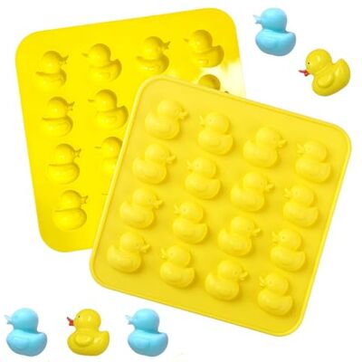 SamHeng Silicone Duck Moulds, 2 Pcs Jelly Moulds 16 Cavity, DIY Chocolate Moulds, Non-Stick, for Baking Candy Gummy Ice Cube Desserts SamHeng Silicone Duck Moulds, 2 Pcs Jelly Moulds 16 Cavity, DIY Chocolate Moulds, Non-Stick, for Baking Candy Gummy Ice Cube Desserts