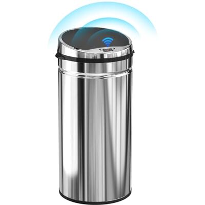 HOMCOM 42L Sensor Bin with Quiet Soft-Close Lid Kitchen Home Office Silver HOMCOM 42L Sensor Bin with Quiet Soft-Close Lid Kitchen Home Office Silver