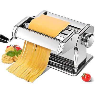 BARGAINS-GALORE Stainless Steel Pasta Maker Machine 9 Thickness Setting Ravioli Cutters Manual Homemade Pasta Roller and Cutter Machine Dual Width Noodle Maker for Pasta, Spaghetti, Fettuccine, Lasagna BARGAINS-GALORE Stainless Steel Pasta Maker Machine 9 Thickness Setting Ravioli Cutters Manual Homemade Pasta Roller and Cutter Machine Dual Width Noodle Maker for Pasta, Spaghetti, Fettuccine, Lasagna