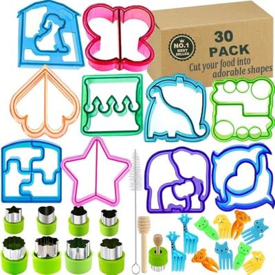Doaizer Sandwich Bread Cutters Set for Kids Bento Lunch Box Mold Supplies Vegetable Fruit Crust Shapes Cookie Cutter 30 Pcs Doaizer Sandwich Bread Cutters Set for Kids Bento Lunch Box Mold Supplies Vegetable Fruit Crust Shapes Cookie Cutter 30 Pcs