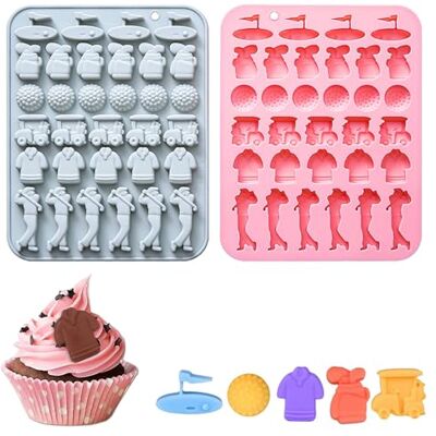 QWYEIQ 2 Pcs Golf Ball Silicone Chocolate Mould 32 Cavity Golf Balls Fondant Mould Pink Blue Sport Clothes Shaped Non-Stick Chocolate Mold 3D Ball Shaped Tray Decor for DIY Baking Cake Candy Cookie Soap QWYEIQ 2 Pcs Golf Ball Silicone Chocolate Mould 32 Cavity Golf Balls Fondant Mould Pink Blue Sport Clothes Shaped Non-Stick Chocolate Mold 3D Ball Shaped Tray Decor for DIY Baking Cake Candy Cookie Soap