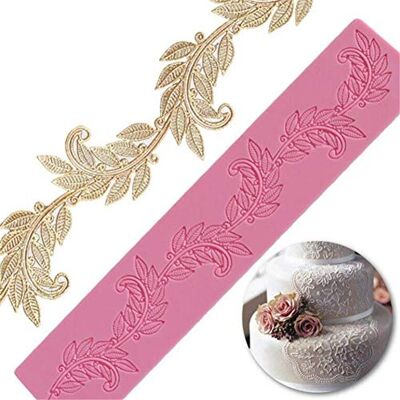 VALINK Silicone Leaf Flower Pattern Baking Mat, Fondant Mould Cake Lace Embossed Mold, Rectangular with Embossed Shapes, Black VALINK Silicone Leaf Flower Pattern Baking Mat, Fondant Mould Cake Lace Embossed Mold, Rectangular with Embossed Shapes, Black