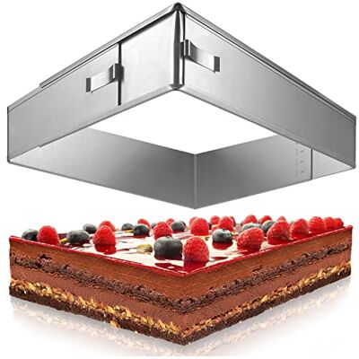 4smile Rectangular Adjustable Baking Frame Stainless Steel Rectangular Mousse Mould Dimensionally Stable Cake Mould Square for Baking and Cake Preparation 4smile Rectangular Adjustable Baking Frame Stainless Steel Rectangular Mousse Mould Dimensionally Stable Cake Mould Square for Baking and Cake Preparation
