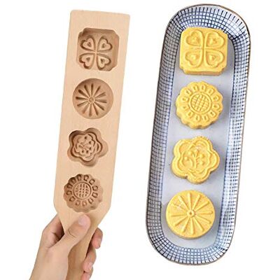ITODA Wooden Mooncake Mold DIY 4 Flower Shapes Handmade Pastry Mold Festival Mould Press Molds Biscuit Cookie Cake Molds Pumpkin Pie Green Bean Mould for Home Kitchen Cake Shop Dessert Shop ITODA Wooden Mooncake Mold DIY 4 Flower Shapes Handmade Pastry Mold Festival Mould Press Molds Biscuit Cookie Cake Molds Pumpkin Pie Green Bean Mould for Home Kitchen Cake Shop Dessert Shop