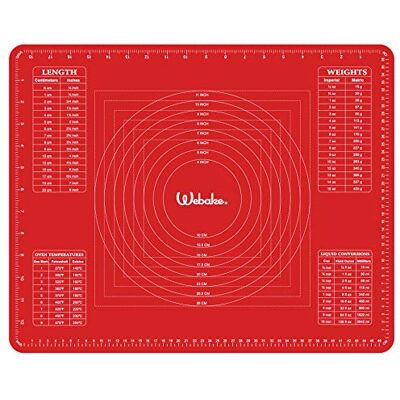 webake Silicone Pastry Rolling Mat Non Stick Baking Mat with Measurement 50 x 40 cm Non-Slip Dough kneading Mats Counter Table Mat for Making Pie, Pizza, Cake, Cookies, Macarons, Bread, Red webake Silicone Pastry Rolling Mat Non Stick Baking Mat with Measurement 50 x 40 cm Non-Slip Dough kneading Mats Counter Table Mat for Making Pie, Pizza, Cake, Cookies, Macarons, Bread, Red