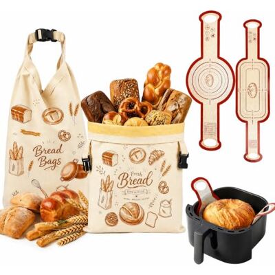 OVIANOR Beeswax Bread Bags for Homemade Bread (2 Pack, 43x33 cm) + 2 Baking Mats Natural Beeswax, Reusable Cotton Storage Bag to Keep Food Fresh. Ideal for Homemade Sourdough, Alternative to Plastic Wrap OVIANOR Beeswax Bread Bags for Homemade Bread (2 Pack, 43x33 cm) + 2 Baking Mats Natural Beeswax, Reusable Cotton Storage Bag to Keep Food Fresh. Ideal for Homemade Sourdough, Alternative to Plastic Wrap