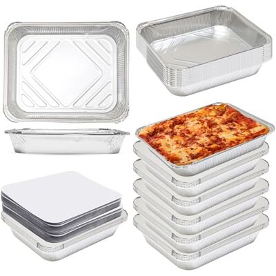 CHEF ROYALE Medium Gastroes Foil Pans with Paper Lids (Pack of 1) Heavy Duty Disposable Baking Trays for Catering, Food Storage & Meal Prep (1) CHEF ROYALE Medium Gastroes Foil Pans with Paper Lids (Pack of 1) Heavy Duty Disposable Baking Trays for Catering, Food Storage & Meal Prep (1)