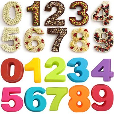DUBENS 10 pieces (numbers 0-9) silicone cake mould set, large number baking moulds, kitchen baking silicone mould, for birthday, wedding, anniversary, chocolate, ice cube, cookies, cakes DUBENS 10 pieces (numbers 0-9) silicone cake mould set, large number baking moulds, kitchen baking silicone mould, for birthday, wedding, anniversary, chocolate, ice cube, cookies, cakes