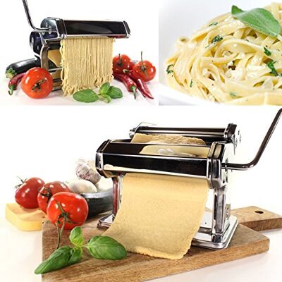 Babz 3 in 1 Heavy Duty Stainless Steel Professional Fresh Pasta Lasagne Spaghetti Tagliatelle Maker Machine Cutter with 3 Cut Press Blade Settings with Table Top Clamp Kitchen Set (Silver) Babz 3 in 1 Heavy Duty Stainless Steel Professional Fresh Pasta Lasagne Spaghetti Tagliatelle Maker Machine Cutter with 3 Cut Press Blade Settings with Table Top Clamp Kitchen Set (Silver)