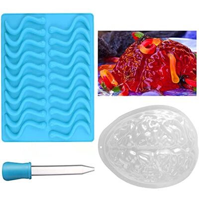 BESTonZON 2 Pack Brain Jelly Mould and Silicone Mould for Halloween or Pirate Themed Parties BESTonZON 2 Pack Brain Jelly Mould and Silicone Mould for Halloween or Pirate Themed Parties