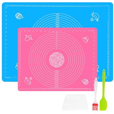 Vicloon Silicone Baking Mat, Extra Large with Measurements Pastry Mat, Non-Stick Rolling Kneading Mats with Dough Scraper and Brush for Pastry, Bread, Pizza, Fondant, Cake(Blue+Pink) Vicloon Silicone Baking Mat, Extra Large with Measurements Pastry Mat, Non-Stick Rolling Kneading Mats with Dough Scraper and Brush for Pastry, Bread, Pizza, Fondant, Cake(Blue+Pink)