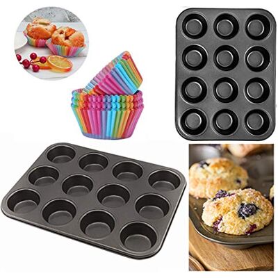 HK Online Ultra Non Stick Baking SPRINGFORM Cake TINS & Pack 12 Rainbow Cupcake Cases -Cake Baking Tins, Baking Molds (12 Cup Muffin Tray) HK Online Ultra Non Stick Baking SPRINGFORM Cake TINS & Pack 12 Rainbow Cupcake Cases -Cake Baking Tins, Baking Molds (12 Cup Muffin Tray)
