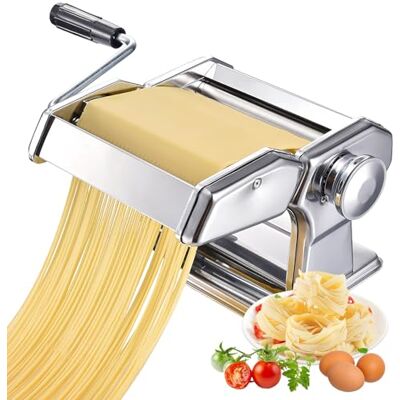 WEELOO Pasta Making Machine, 9 Adjustable Thickness Stainless Steel Pasta Cutters for Baking Wide Pasta Dough Spaghetti, Fettuccini, Lasagna, Italian Deluxe WEELOO Pasta Making Machine, 9 Adjustable Thickness Stainless Steel Pasta Cutters for Baking Wide Pasta Dough Spaghetti, Fettuccini, Lasagna, Italian Deluxe