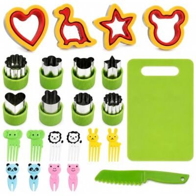 Xinnjie 24 PCS Cookie Cutter Set, Dinosaur Sandwich Cutter for Bento Lunch Box Stainless Steel Animal Sandwich Shape Molds, with 12 Elephant Picks, Green Cutting Board and Knife, for Bread Fruit Snacks Xinnjie 24 PCS Cookie Cutter Set, Dinosaur Sandwich Cutter for Bento Lunch Box Stainless Steel Animal Sandwich Shape Molds, with 12 Elephant Picks, Green Cutting Board and Knife, for Bread Fruit Snacks