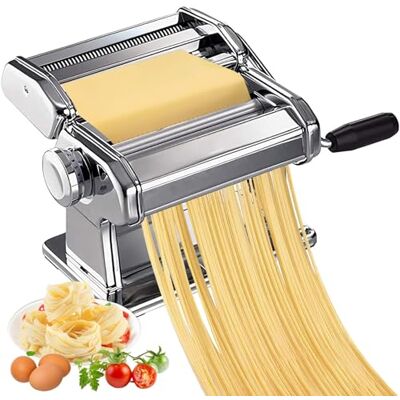 DYUEE 3 in 1 Stainless Steel Manual Pasta Maker Machine Adjustable Thickness 9 Thickness Settings and 2 Fineness Perfect for Spaghetti, Fettuccini, Lasagna, or Dumpling Skins DYUEE 3 in 1 Stainless Steel Manual Pasta Maker Machine Adjustable Thickness 9 Thickness Settings and 2 Fineness Perfect for Spaghetti, Fettuccini, Lasagna, or Dumpling Skins