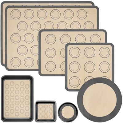 GUIJZSLTRG Silicone Baking Mats Set of 5, Non-Stick Reusable Oven Liners & Baking Sheets, Heat Resistant Silicone Mat Round Pizza Mat Cookie Making Supply for Macarons Cookies Pastry Bread Sushi(Grey) GUIJZSLTRG Silicone Baking Mats Set of 5, Non-Stick Reusable Oven Liners & Baking Sheets, Heat Resistant Silicone Mat Round Pizza Mat Cookie Making Supply for Macarons Cookies Pastry Bread Sushi(Grey)