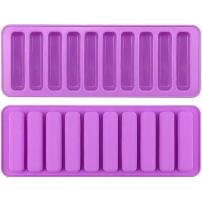 BREEZO 2 PCS Chocolate Bar Moulds, 10-Cavity Long Strips Mould, Finger Biscuit Silicone Mould, Non Stick Silicone Stick Baking Tray, Fondant Mould DIY Tools, Ice Cube Trays BREEZO 2 PCS Chocolate Bar Moulds, 10-Cavity Long Strips Mould, Finger Biscuit Silicone Mould, Non Stick Silicone Stick Baking Tray, Fondant Mould DIY Tools, Ice Cube Trays