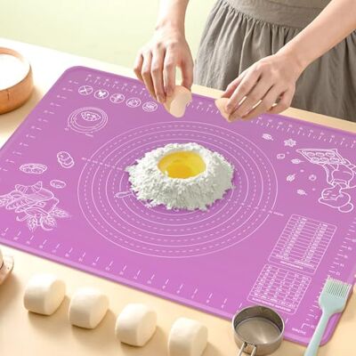 OKeanu Silicone Pastry Mat Extra Large with Measurements and High Edge, 80x60cm Non-Slip Food Grade Silicone Baking Mat for Dough Rolling, Kitchen Worktop Protector, Table Mat, Pastry Board, Purple OKeanu Silicone Pastry Mat Extra Large with Measurements and High Edge, 80x60cm Non-Slip Food Grade Silicone Baking Mat for Dough Rolling, Kitchen Worktop Protector, Table Mat, Pastry Board, Purple