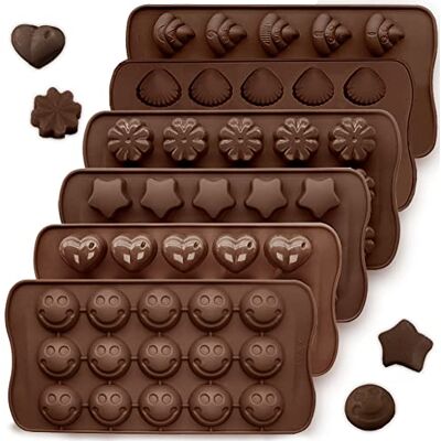 CNYMANY 6 pcs Silicone Chocolate Molds, Candy Mold Jelly Mould Non-Stick Kitchen Baking Pans Ice Cube Trays for Party Festival 6 Shapes CNYMANY 6 pcs Silicone Chocolate Molds, Candy Mold Jelly Mould Non-Stick Kitchen Baking Pans Ice Cube Trays for Party Festival 6 Shapes