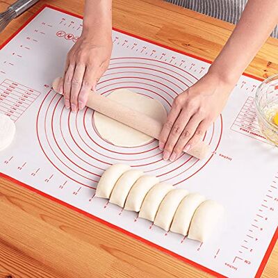 LIMNUO Silicone Baking Pastry Mat, Extra Thick Dough Rolling Mat (Red, 40x50cm) Extra Large Pie Crust Sourdough Bread Making Mat, Baking Sheet for Oven Liner, Dough Kneading Mat with Measurement LIMNUO Silicone Baking Pastry Mat, Extra Thick Dough Rolling Mat (Red, 40x50cm) Extra Large Pie Crust Sourdough Bread Making Mat, Baking Sheet for Oven Liner, Dough Kneading Mat with Measurement