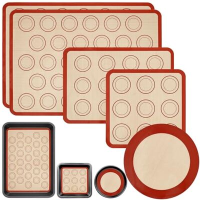 GUIJZSLTRG Silicone Baking Mats Set of 5, Non-Stick Reusable Oven Liners & Baking Sheets, Heat Resistant Silicone Mat Round Pizza Mat Cookie Making Supply for Macarons Cookies Pastry Bread Sushi(Red) GUIJZSLTRG Silicone Baking Mats Set of 5, Non-Stick Reusable Oven Liners & Baking Sheets, Heat Resistant Silicone Mat Round Pizza Mat Cookie Making Supply for Macarons Cookies Pastry Bread Sushi(Red)