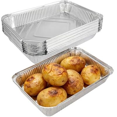 Eidoct 30 Pcs Large Aluminium Foil Trays, 31.5x21.5x5cm Disposable Baking Trays Foil Baking Trays, Foil Food Containers for Food Takeaway, Bulk Heavy Duty Roasting Pans & Deep Baking Tins Oven Freezer Safe Eidoct 30 Pcs Large Aluminium Foil Trays, 31.5x21.5x5cm Disposable Baking Trays Foil Baking Trays, Foil Food Containers for Food Takeaway, Bulk Heavy Duty Roasting Pans & Deep Baking Tins Oven Freezer Safe