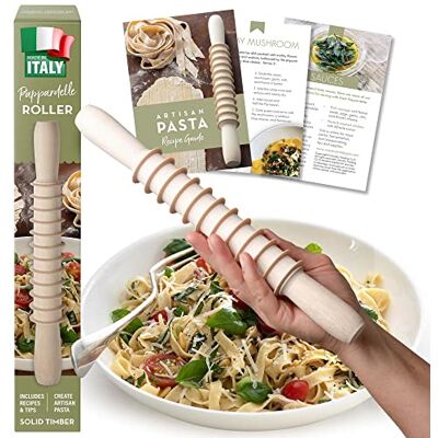 Country Trading Co. Wooden Pasta Maker with Rolling Pin Pappardelle Pasta Recipes Made in Italy Country Trading Co. Wooden Pasta Maker with Rolling Pin Pappardelle Pasta Recipes Made in Italy