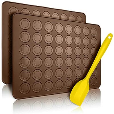 Belmalia 2X Macaron Silicone Baking Mat for Perfect Macarons Non-Stick Silicone Mould with Pastry Dough Scraper Brown Belmalia 2X Macaron Silicone Baking Mat for Perfect Macarons Non-Stick Silicone Mould with Pastry Dough Scraper Brown