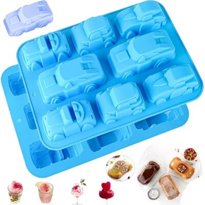 JasCherry Silicone Moulds, Candy and Chocolate Moulds, 8 Cavity 3D Car Shaped Chocolate Moulds Muffin Tray Soap Mould Baking Bakeware Mold for DIY Jelly, Biscuits, Chocolate, Candy, Cheesecake, Muffin JasCherry Silicone Moulds, Candy and Chocolate Moulds, 8 Cavity 3D Car Shaped Chocolate Moulds Muffin Tray Soap Mould Baking Bakeware Mold for DIY Jelly, Biscuits, Chocolate, Candy, Cheesecake, Muffin