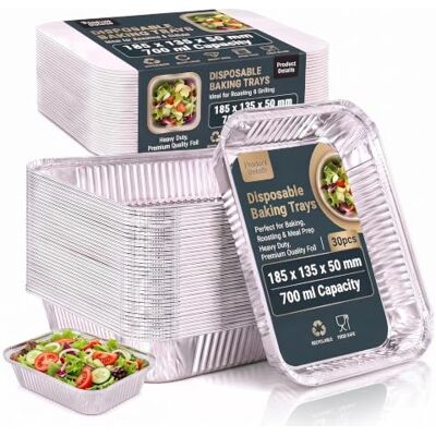 LINISITING 30 Pcs 700ml Aluminium Foil Cake Tins with Lids, Disposable Baking Trays Rectangular Foil Containers for Oven Baking, Meal Prep Food Storage BBQ Freezer, Ideal Bakeware for Daily Home Kitchen Use LINISITING 30 Pcs 700ml Aluminium Foil Cake Tins with Lids, Disposable Baking Trays Rectangular Foil Containers for Oven Baking, Meal Prep Food Storage BBQ Freezer, Ideal Bakeware for Daily Home Kitchen Use