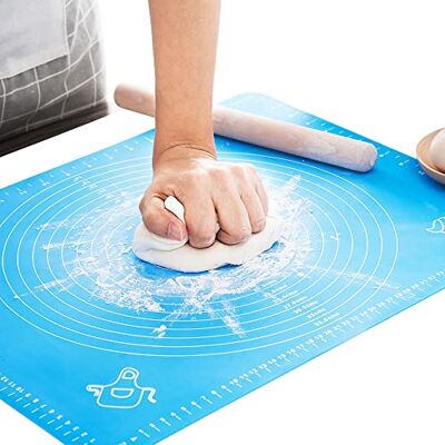 LIMNUO Silicone Baking Mat, Non Stick Pastry Mat with Measurement (Blue, 50×40cm) Food Grade Dough Rolling Mat for Kitchen Counter, Thick Baking Mats for Pizza Cake Bread Cookies Fondant Pasta LIMNUO Silicone Baking Mat, Non Stick Pastry Mat with Measurement (Blue, 50×40cm) Food Grade Dough Rolling Mat for Kitchen Counter, Thick Baking Mats for Pizza Cake Bread Cookies Fondant Pasta
