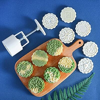 Niktule Mooncake Mold Set, Mid Autumn Festival Hand Press Cookie 6 Stamps Pastry Tool, Flower Shape Moon Cake Maker Molder for Baking, Chinese Traditional Moon Cake Mould Niktule Mooncake Mold Set, Mid Autumn Festival Hand Press Cookie 6 Stamps Pastry Tool, Flower Shape Moon Cake Maker Molder for Baking, Chinese Traditional Moon Cake Mould