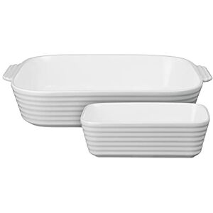 Denby James Martin Cook Rectangular Dish Set Small & Large Stylish & Contemporary Porcelain Oven Dish Dishwasher, Oven, Microwave & Freezer Safe, White, Grey Denby James Martin Cook Rectangular Dish Set Small & Large Stylish & Contemporary Porcelain Oven Dish Dishwasher, Oven, Microwave & Freezer Safe, White, Grey