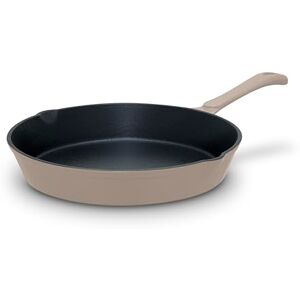 Barbary & Oak Nattura 26cm Cast Iron Round Pan, Durable Enamel Interior, Induction Compatible, Dual Side Spouts, Cashmere, BO800255CSH Barbary & Oak Nattura 26cm Cast Iron Round Pan, Durable Enamel Interior, Induction Compatible, Dual Side Spouts, Cashmere, BO800255CSH