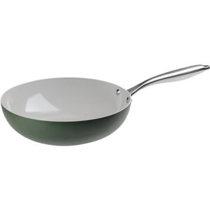 Prochef 28cm Ceramic Non Stick Induction Wok, PFAS-Free Aluminium Stir Fry Pan, Green Prochef 28cm Ceramic Non Stick Induction Wok, PFAS-Free Aluminium Stir Fry Pan, Green