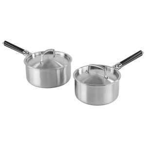 KAMBERG Set of 2 saucepans 18/20 cm 2 Removable Handles Stainless Steel 18/10 Triply Suitable for All Heat Sources Including Induction and Oven KAMBERG Set of 2 saucepans 18/20 cm 2 Removable Handles Stainless Steel 18/10 Triply Suitable for All Heat Sources Including Induction and Oven