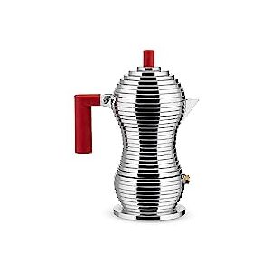 Alessi MDL02/1 R Cast Aluminium Espresso Coffee Maker with a Polyamide Handle & Knob, Aluminium, red, 1 Cup Alessi MDL02/1 R Cast Aluminium Espresso Coffee Maker with a Polyamide Handle & Knob, Aluminium, red, 1 Cup