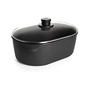 Woll nowo titanium-Oval Cast Iron Saucepan with 2 Handles, incl. Die Safety Glass Lid, Various Models 2 articoli black Woll nowo titanium-Oval Cast Iron Saucepan with 2 Handles, incl. Die Safety Glass Lid, Various Models 2 articoli black
