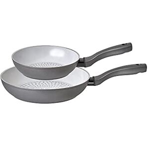 Prestige Earth Pan Ceramic Frying Pan Set Non Stick Induction Frying Pans 20cm & 28cm, Non Toxic Cookware, Dishwasher Safe, Made in Italy, Grey Prestige Earth Pan Ceramic Frying Pan Set Non Stick Induction Frying Pans 20cm & 28cm, Non Toxic Cookware, Dishwasher Safe, Made in Italy, Grey