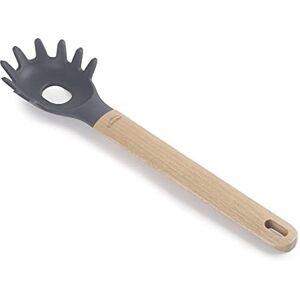 LACOR 68189 Unite Silicone Pasta Spoon, Professional Spaghetti Server, Beech Handle, No Damage Frying Pan, High Temperature Resistant, BPA Free, 32.5 cm, Grey and Wood Colour LACOR 68189 Unite Silicone Pasta Spoon, Professional Spaghetti Server, Beech Handle, No Damage Frying Pan, High Temperature Resistant, BPA Free, 32.5 cm, Grey and Wood Colour