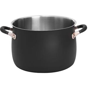 Meyer Accent Stainless Steel Stock Pot 7.6L/24cm Black Stock Pot Induction Suitable with Easy Pour Rim, Ceramic Non Stick Exterior & Heat Resistant Handles, Durable Cookware Meyer Accent Stainless Steel Stock Pot 7.6L/24cm Black Stock Pot Induction Suitable with Easy Pour Rim, Ceramic Non Stick Exterior & Heat Resistant Handles, Durable Cookware