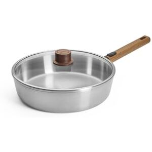 Woll Logic Steel High Rim Frying Pan Diameter 28 cm Height 7 cm Stainless Steel Induction PFAS-Free Non-Stick Pan with Sustainable & Removable Wooden Handle for All Hobs Woll Logic Steel High Rim Frying Pan Diameter 28 cm Height 7 cm Stainless Steel Induction PFAS-Free Non-Stick Pan with Sustainable & Removable Wooden Handle for All Hobs