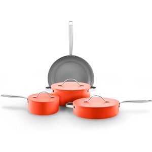 Sur La Table Colour Me Happy 4pcs Cookware Set, Frying Pan, Saucepan, Casserole, Multi-Pan, 10x Stronger Ceramic Coating, Lids with Steam Release, Induction Compatible, Aluminium, Orange Sur La Table Colour Me Happy 4pcs Cookware Set, Frying Pan, Saucepan, Casserole, Multi-Pan, 10x Stronger Ceramic Coating, Lids with Steam Release, Induction Compatible, Aluminium, Orange