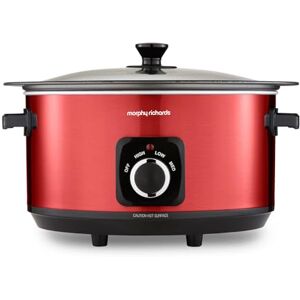 Morphy Richards Accents 6.5L Sear & Stew Slow Cooker, Shatter Resistant Non Stick Aluminium Pot, Single Pot Cooking, 3 Heat Settings, Hob Proof, Glass Lid, Easy Clean & View, Red, 461026 Morphy Richards Accents 6.5L Sear & Stew Slow Cooker, Shatter Resistant Non Stick Aluminium Pot, Single Pot Cooking, 3 Heat Settings, Hob Proof, Glass Lid, Easy Clean & View, Red, 461026