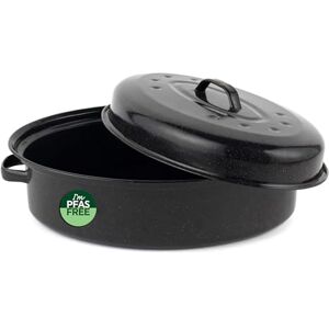 Salter BW12810EU7 Self-Basting Roaster – 36cm Vitreous Enamel Coated Steel Roasting Tin with Lid, Oval Dish, PFAS-Free, Dishwasher Safe, Oven Safe to 230°C, Easy Clean, Roast Meat/Vegetables, Black Salter BW12810EU7 Self-Basting Roaster – 36cm Vitreous Enamel Coated Steel Roasting Tin with Lid, Oval Dish, PFAS-Free, Dishwasher Safe, Oven Safe to 230°C, Easy Clean, Roast Meat/Vegetables, Black