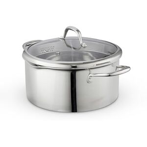 Tower Good Food in Partnership with Tri-Ply 24cm Casserole Pot with Tempered Glass Lid, Pouring Lips, Satin Interior Finish, Induction Compatible, Stainless Steel Tower Good Food in Partnership with Tri-Ply 24cm Casserole Pot with Tempered Glass Lid, Pouring Lips, Satin Interior Finish, Induction Compatible, Stainless Steel