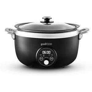 Tower Good Food in partnership with GF16010 3.5L Digital Slow Cooker with 3 Heat Settings, Delay Function & Timer, Removable Aluminium Pot, Tempered Glass Lid, Black with Stainless Steel Accents Tower Good Food in partnership with GF16010 3.5L Digital Slow Cooker with 3 Heat Settings, Delay Function & Timer, Removable Aluminium Pot, Tempered Glass Lid, Black with Stainless Steel Accents